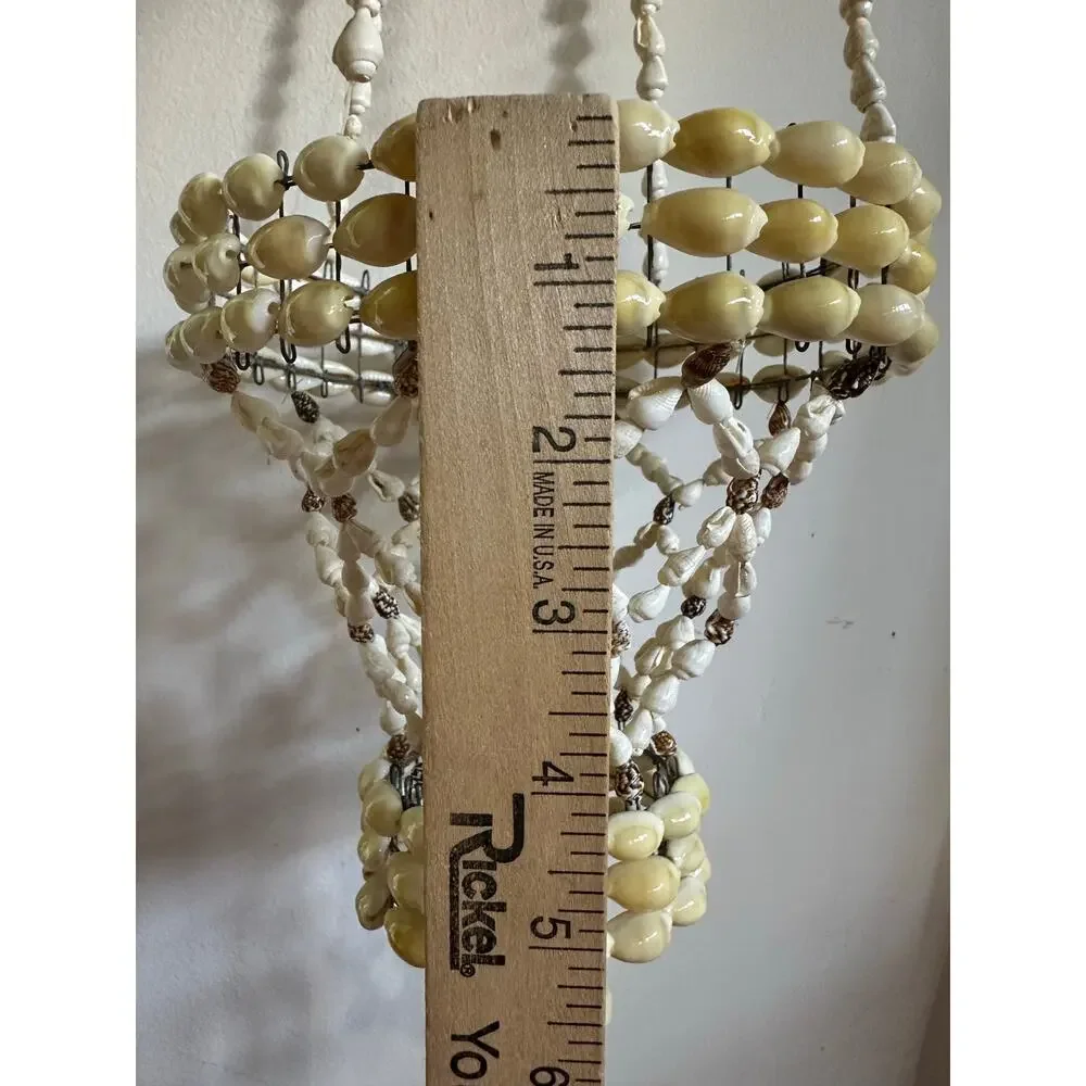 Vintage Sea Shell Hanging Macrame Plant candle Holder Boho decor beach nautical